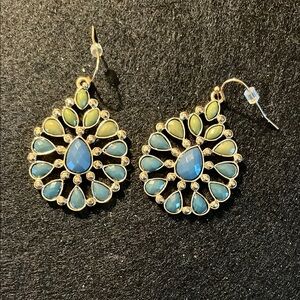 Elegant Blue and Gold Teardrop Earrings